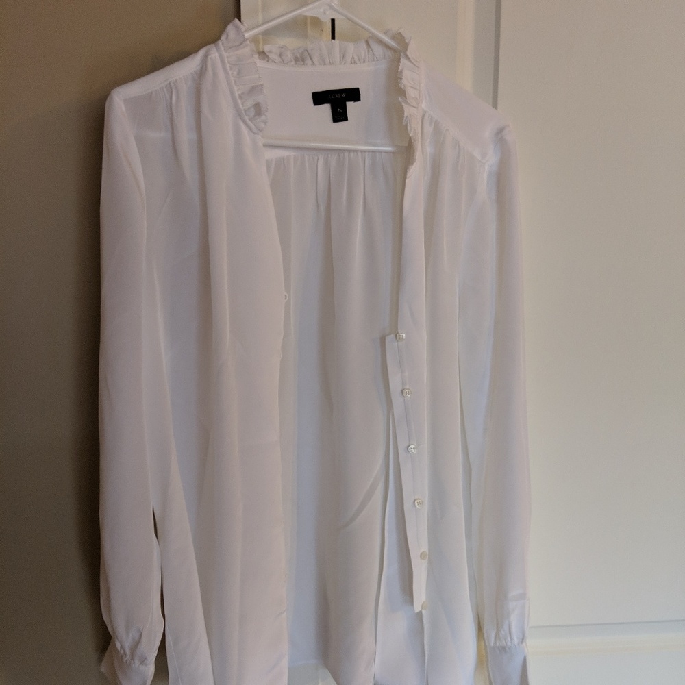 SOLD J. Crew White Silk Blouse